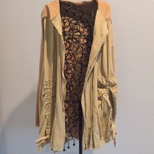 Women’s sweater coat hooded XL Mustard two tone